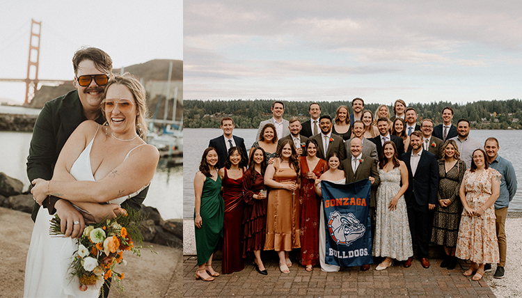 Two side by side photos of weddings.