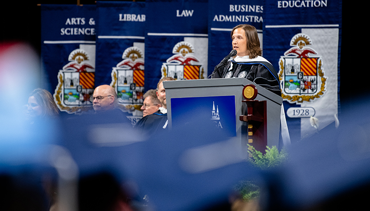 Lisa Fortier at the podium.
