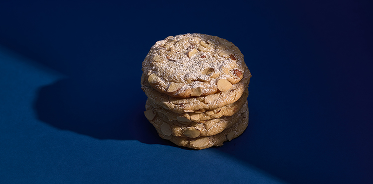 Sugar cookies on a blue background.