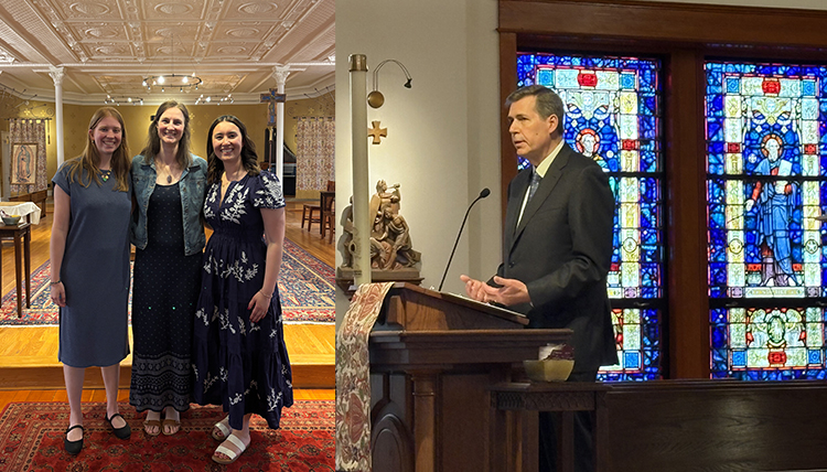 Two pictures of people at the Social Justice Missioning Ceremony.