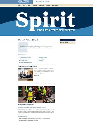 Screenshot of the Spirit web page.