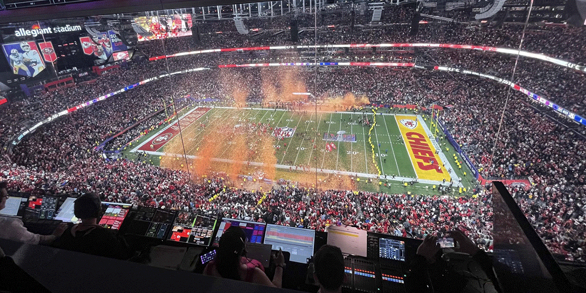 Aerial view of the field from Super Bowl LVIII