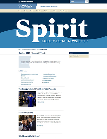 Screenshot of the Spirit website.