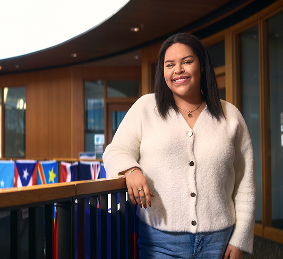 Senior Grant Hagen in Boilier Building.