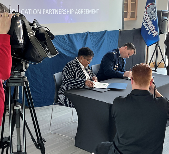 The GU and Fairchild Air Force Base partnership signing of documents.