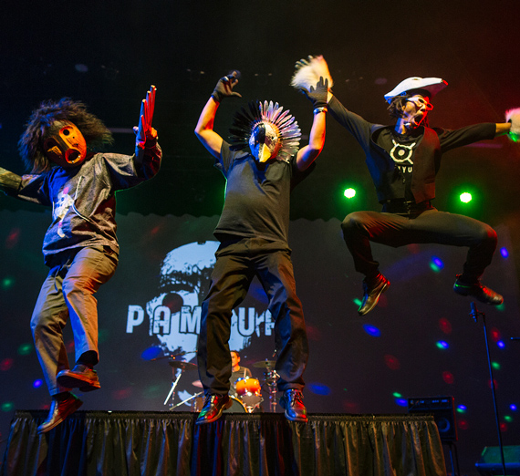 The Alaskan Inuit band, Pamyua, at a concert.