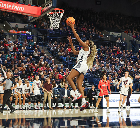 Gonzaga women's basketball player Yvonne Ejim lays the ball up.