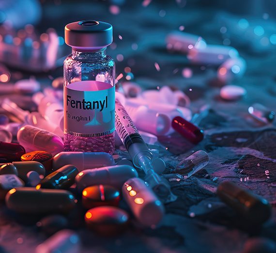 pills and syringes indicating drug use