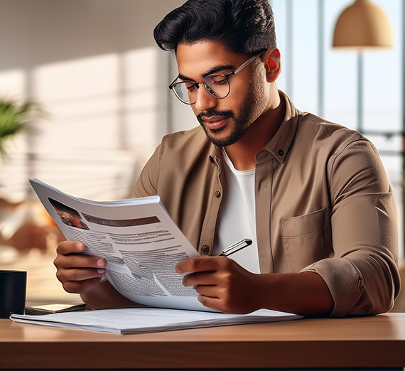 person reading a magazine