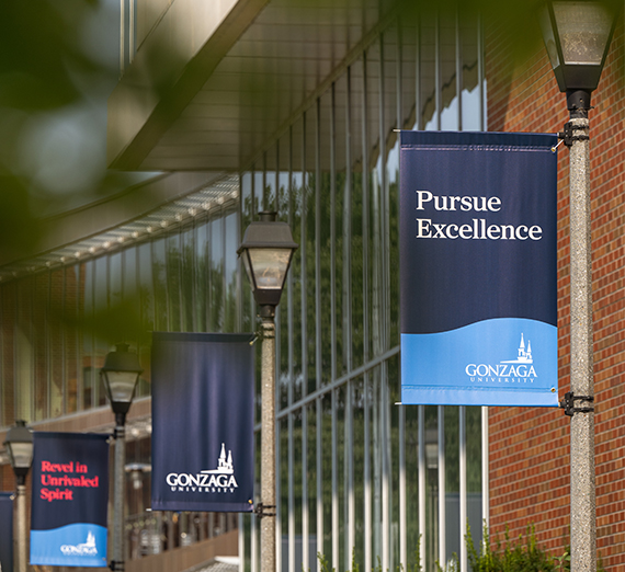 Pole banners outside Hemmingson Center