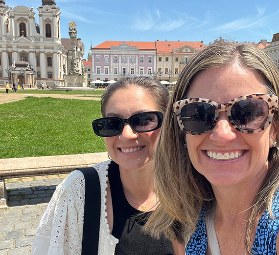 Two women smiling in a selfie.