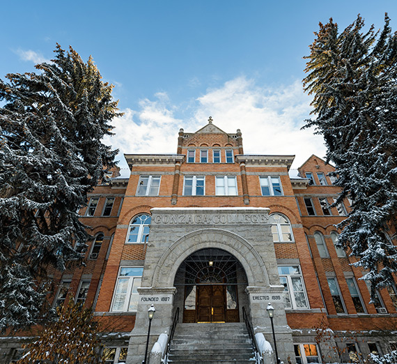 Gonzaga College Hall in winter