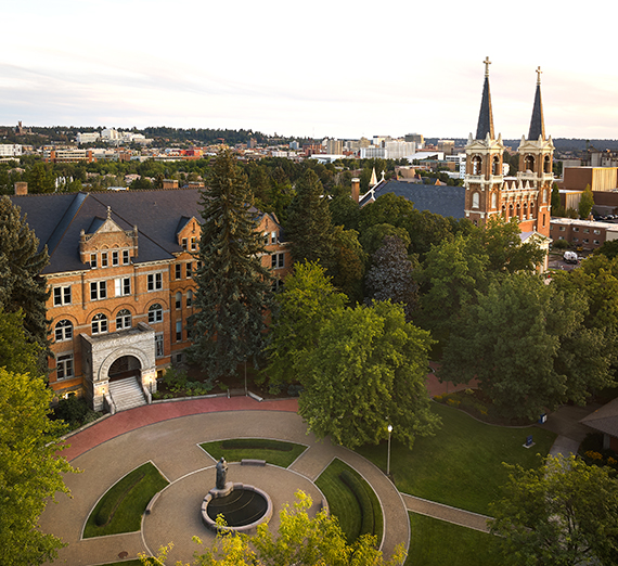 An overhead view of Gonzaga University.