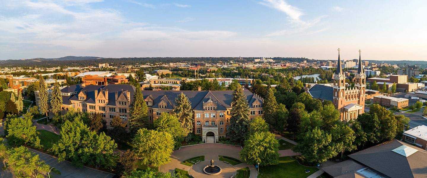 An aerial view of Gonzaga's campus