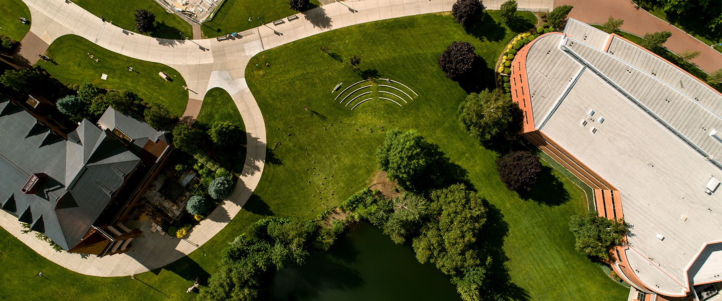 Birds eye view of Jepson and amphitheater 