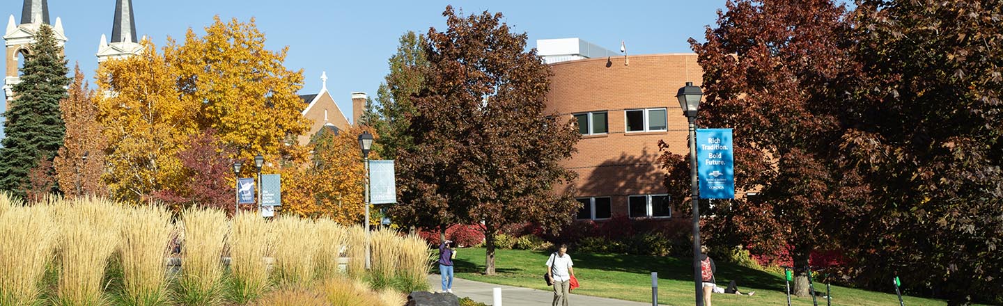 Gonzaga Campus Jepson building and people walking outside