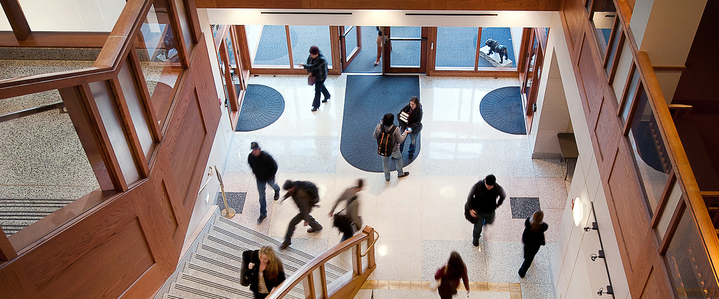 Interior view of students inside law building