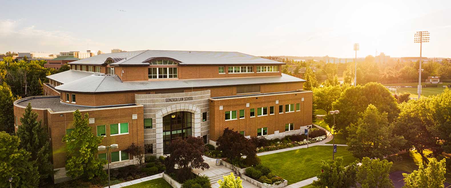 aerial wide shot of Gonzaga's law school.