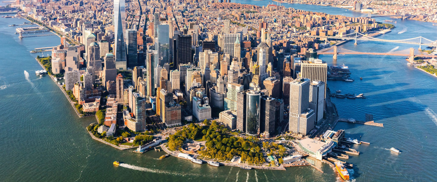 Aerial view of lower Manhattan New York City