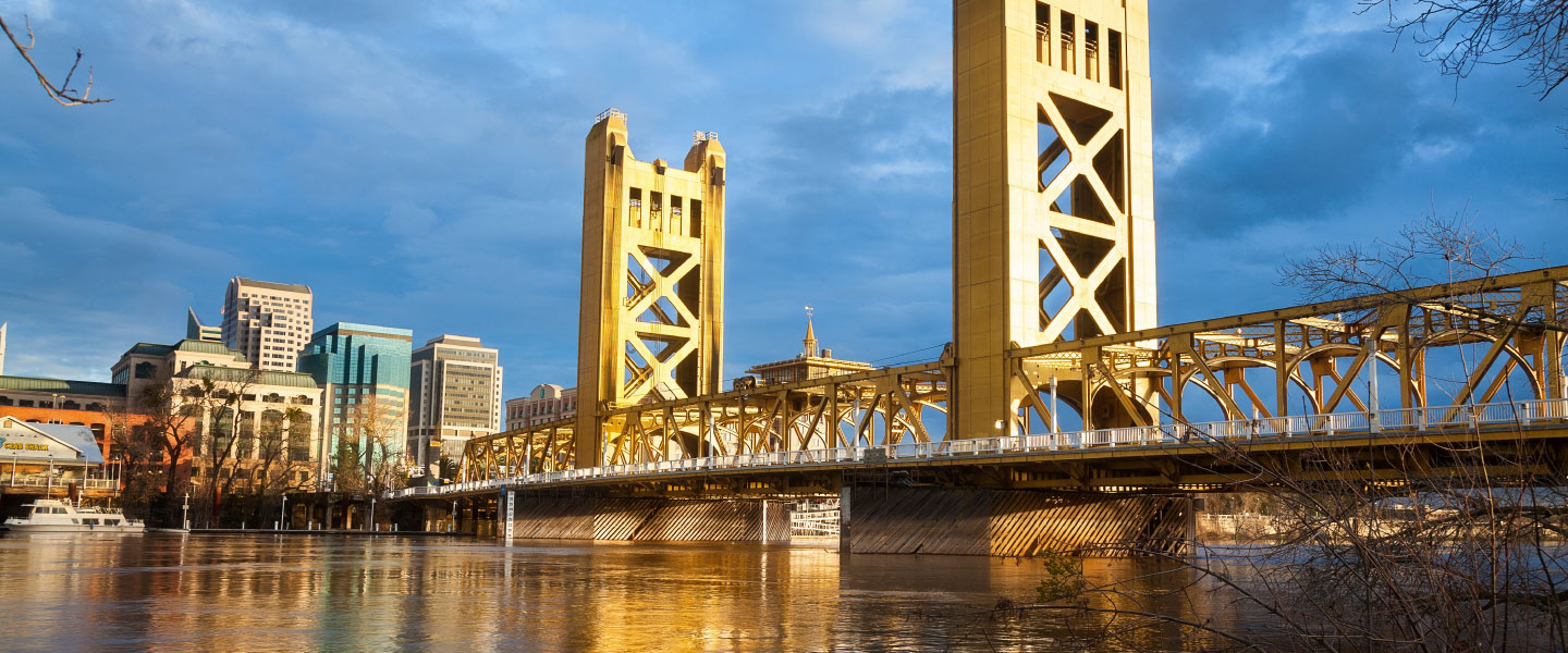 The Old Sacramento Bridge in Sacramento, California 