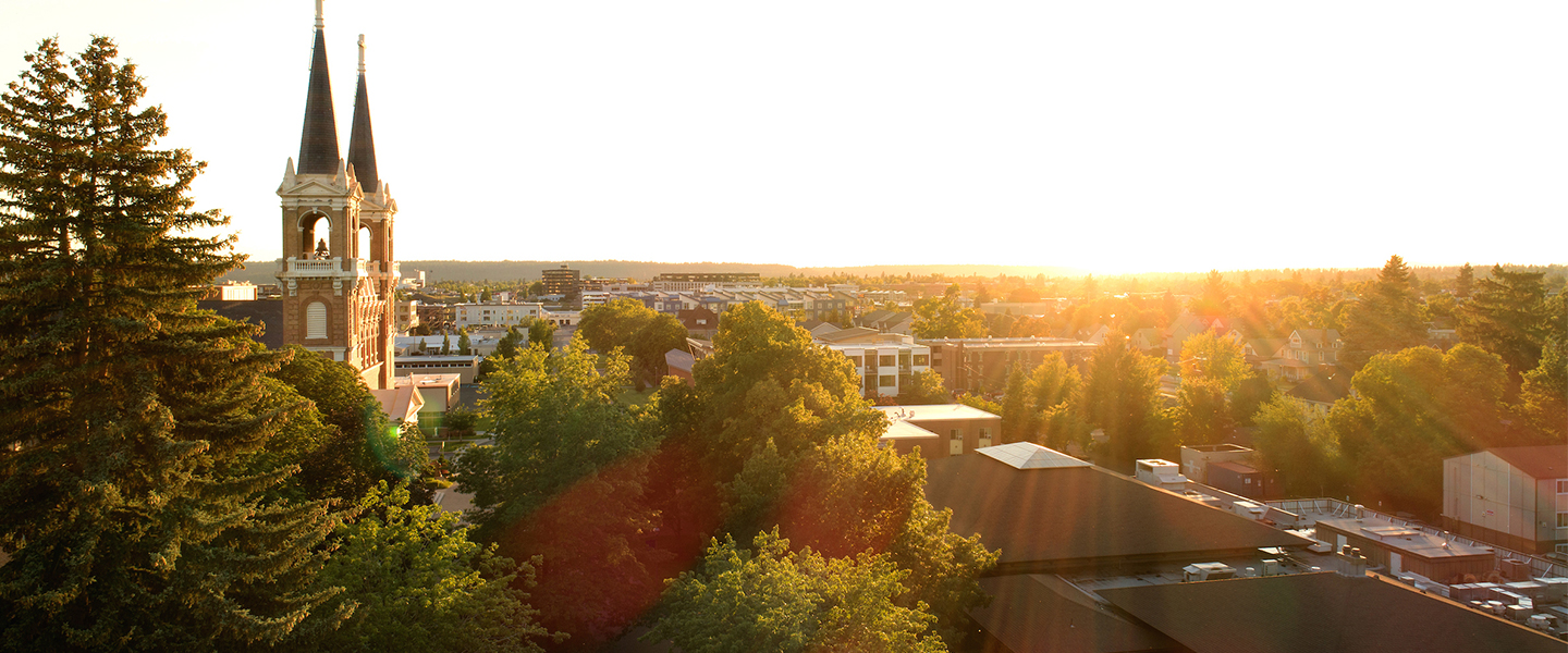 side view of St. Al's Church in the springtime 
