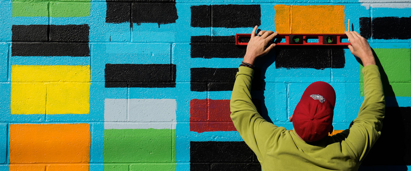 Student painting mural 